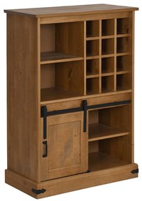 Adega HALDEN com Suporte para Vinhos e Porta Deslizante Pinho