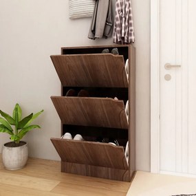 vidaXL Armário sapatos 3 portas contrap. 59x24x105cm carvalho castanho