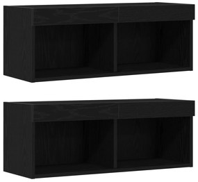 Prateleira Flutuante vidaXL 2 pcs Carvalho Preto 40x28,5x40 cm Madeira