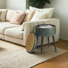 Banco com espaço de arrumação, banco toucador, pufe 44,4 cm de altura verde floresta