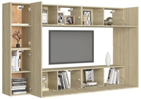 8pcs conjunto de móveis de TV derivados madeira carvalho sonoma
