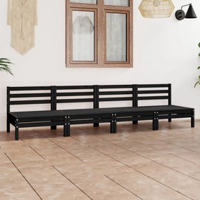 4 pcs conjunto lounge de jardim pinho maciço preto