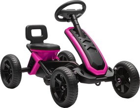 AIYAPLAY Kart Pedais Kart com Rodas Antiderrapantes de EVA Estrutura Metálica Carga 30 kg para Crianças de 2-5 Anos 85,5x49x57 cm Rosa | Aosom Portugal