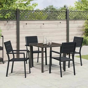 Conjunto de Jantar para Jardim com 5 Peças em HDPE Preto
