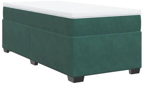 Cama com molas/colchão 90x200 cm veludo verde-escuro