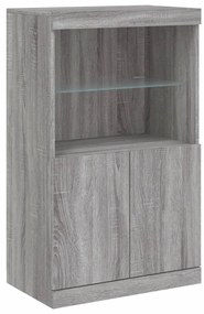 Aparador com luzes LED 181,5x37x100 cm cinzento sonoma