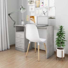 vidaXL Secretária gavetas 110x50x76 cm contraplacado cinzento cimento