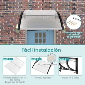 Toldo de 102 x 99 cm para janela ou porta para proteção solar, chuva, neve, vento Transparente