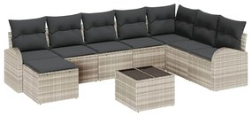 Conjunto de Sofá de Jardim de 9 Peças com Almofadas Cinza de Polímero