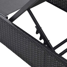 Espreguiçadeira Preta 60x200x27 cm Rattan Sintético