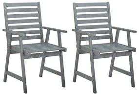 312415 vidaXL Cadeiras jantar p/ jardim 2 pcs madeira acácia maciça cinzento