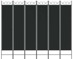 Divisória de quarto com 6 painéis 240x200 cm tecido preto
