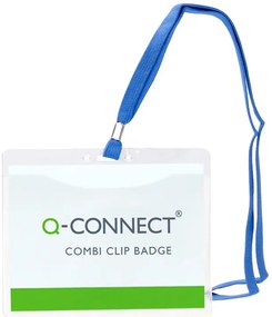 Identificador Q-Connect com Cordão Plano Preto a6 154x127 mm Abertura Superior