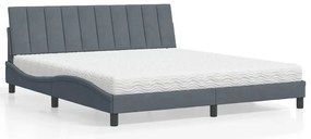 Cama com colchão 180x200 cm veludo cinzento-escuro