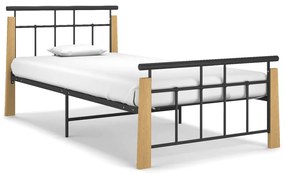 vidaXL Estrutura de cama 100x200 cm metal/madeira de carvalho maciça