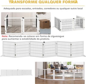 Barreira de Segurança para Cães de Madeira Dobrável para Cães Pequenos e Médios com 6 Painéis 432x36x70 cm Branco