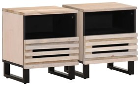 vidaXL Mesas de cabeceira 2 pcs 40x34x46cm mangueira branqueada maciça
