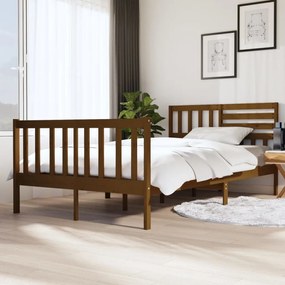 Estrutura de cama 120x200 cm madeira maciça castanho-mel