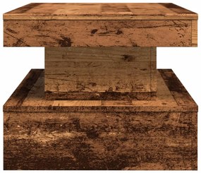 Mesa de centro com luzes LED 90x50x40 cm madeira velha