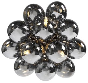 Candeeiro de tecto design preto com vidro fumê 3 luzes - Uvas