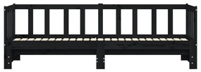 Sofá-cama com gavetão 80x200 cm madeira de pinho maciça preto