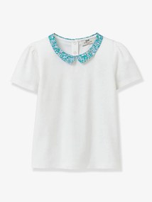 T-shirt gola Claudine, em tecido Liberty®, algodão biológico, da CYRILLUS cru