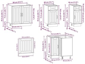 11 peças armário de cozinha conjunto Lucca cinza sonoma