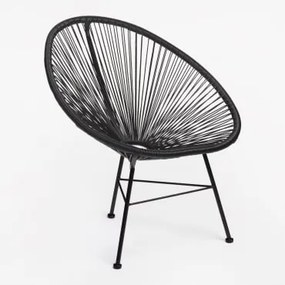 Nova Poltrona Acapulco Em Aço E Vime Sintético Preto - Sklum