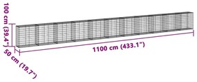 Cesto gabião com cobertura 1100x50x100 cm ferro galvanizado