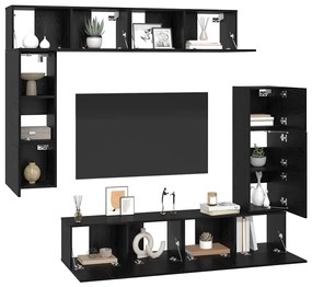 Conjunto de móvel de TV 8 pcs Carvalho preto 80 x 30 x 30 cm