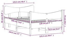 Estrutura cama c/ cabeceira 120x190 cm pinho maciço