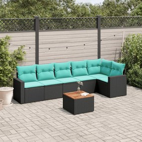vidaXL 7 pcs conjunto de sofás p/ jardim c/ almofadões vime PE preto