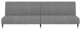 Sofá-cama de 2 lugares veludo cinzento-claro