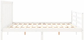Cama sem colchão 200x200 cm madeira de pinho maciça branco