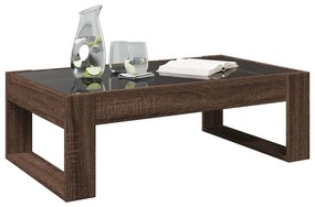 Mesa centro luzes LED Infinity 90x53x30 cm carvalho castanho