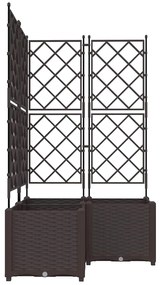 Vaso de Jardim com Treliça 3 pcs Marrom 80x80x143 cm