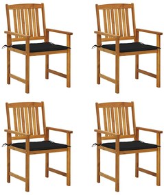 vidaXL Cadeiras de jardim c/ almofadões 4 pcs madeira de acácia maciça