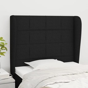 Cabeceira de cama c/ abas tecido 93x23x118/128 cm preto