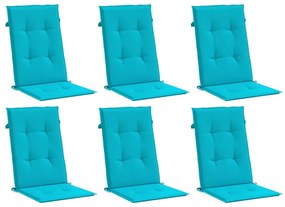 Almofadões cadeira de encosto alto 6 pcs tecido turquesa