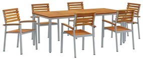 Conjunto de Jantar para Jardim Conjunto de 7 Cinza Metal Durável