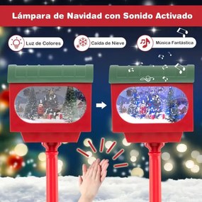 Candeeiro de rua musical de Natal de 150 cm Poste festivo com globo de neve ativado por som Lâmpada do Pai Natal