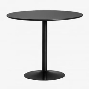 Mesa De Jantar Redonda Em Mdf E Ferro Yvetta Preto & Ø90 Cm & Preto - Sklum