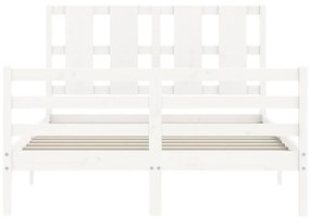 Estrutura de cama com cabeceira 140x200cm madeira maciça branco