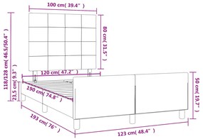 Estrutura de cama c/ cabeceira 120x190cm tecido castanho-escuro