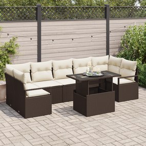 Conjunto de Sofá de Jardim vidaXL de 8 Peças com Almofadas Castanho Ra