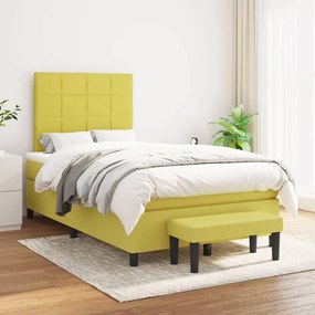 vidaXL Cama com molas/colchão 120x200 cm tecido verde-claro