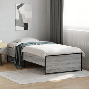 vidaXL Estrutura cama 100x200 cm derivados madeira/metal cinza sonoma