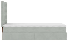 Estrutura cama otomana colchões 80x200 cm veludo cinzento claro