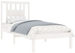 Estrutura de cama solteiro 90x190 cm madeira maciça branco