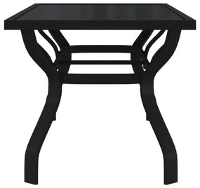 Mesa de jardim 180x80x70 cm aço e vidro preto